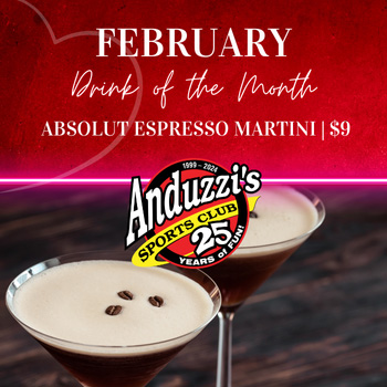 Anduzzi's Absolut Espreso Martini February 2025 drink special